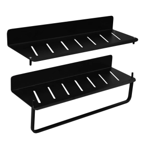 Półka łazienkowa ścienna metalowa wieszak 30 cm czarna