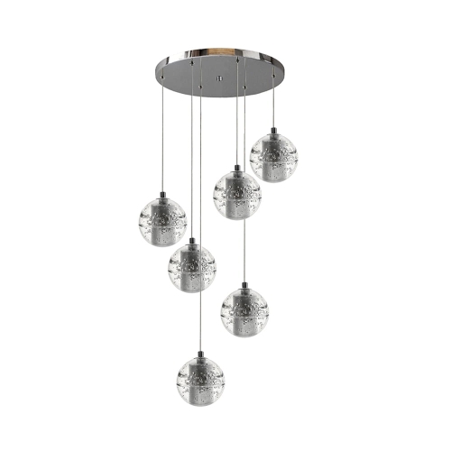 Nowoczesna lampa wisząca sufitowa 6x kula kryształ LED – zdjęcie 2