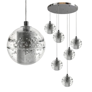 Lampa wisząca sufitowa 6 szklanych kul – LED G4 w zestawie, chrom