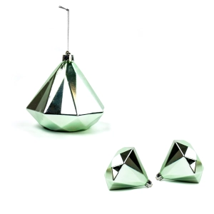 Bombki bańki choinkowe diament zestaw 3szt zielone