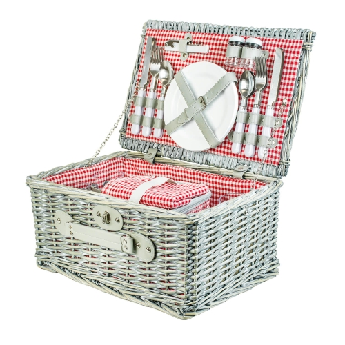 Kosz koszyk piknikowy z wikliny termotorba sztućce dla 4 osób – zdjęcie 2