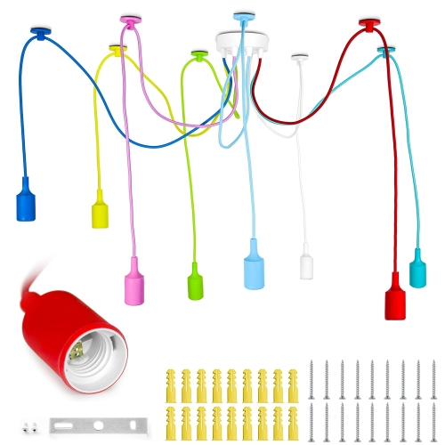 Kolorowa lampa loft żyrandol pająk oplot spider 8 ramion