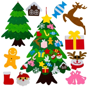 Choinka filcowa kreatywna dla dzieci DIY + ozdoby