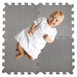 Mata piankowa puzzle dla dzieci 95 × 95 cm, 9 elementów – biało-szara