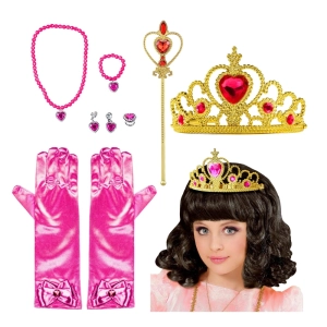 Akcesoria dla księżniczki zestaw hot pink złoty