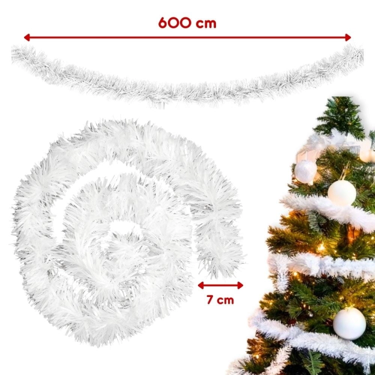 Łańcuch na choinkę biały 7cm 6m – zdjęcie 6