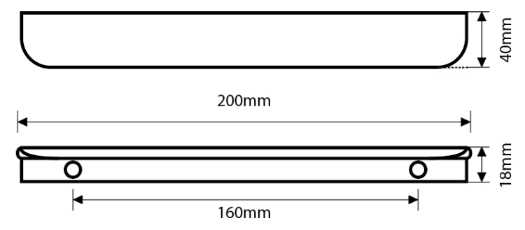 Uchwyt meblowy krawędziowy czarny Apollo 200 mm – zdjęcie 6