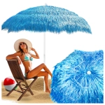 Parasol plażowy hawajski słomkowy 160 cm – niebieski