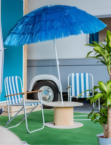 Niebieski hawajski parasol słomkowy – zdjęcie 2