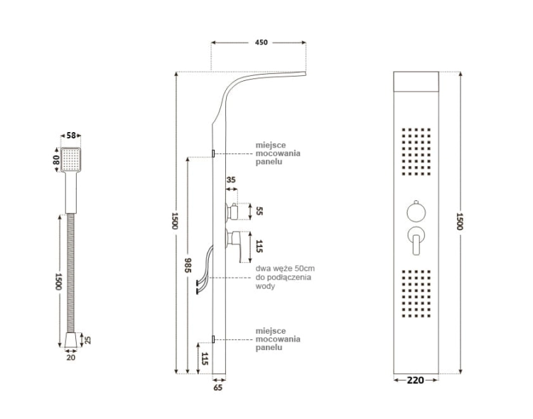 Bateria panel prysznicowy z hydromasażem- różowe złoto – zdjęcie 8