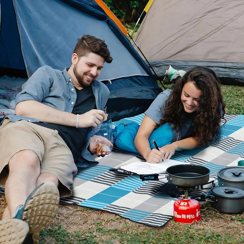 Koc piknikowy 200x200 krata + kotwy – zdjęcie 2