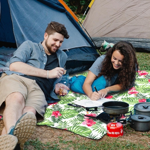 Koc piknikowy 200x200 kwiaty + kotwy – zdjęcie 2