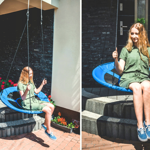 Huśtawka ogrodowa bocianie gniazdo 100CM 150KG niebieska | GoGarden – zdjęcie 2