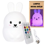 Lampka nocna silikonowa królik z dotykową zmianą kolorów, bezprzewodowa
