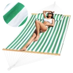 Duży hamak dwuosobowy biało-zielony XXL 200 x 150 cm