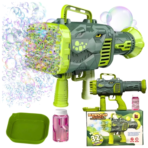 Duża bazooka do baniek zielona dinozaur