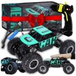 Samochód zdalnie sterowany monster truck 4x4 1:16 na akumulator – zielono-turkusowy