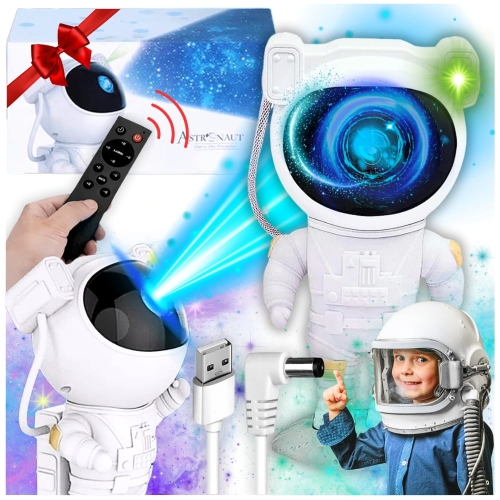 Projektor gwiazd nocna lampa kosmos LED rzutnik dla dzieci astronauta pilot