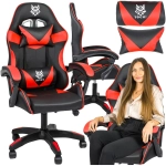 Fotel gamingowy Hero z poduszką lędźwiową – czarno-czerwony