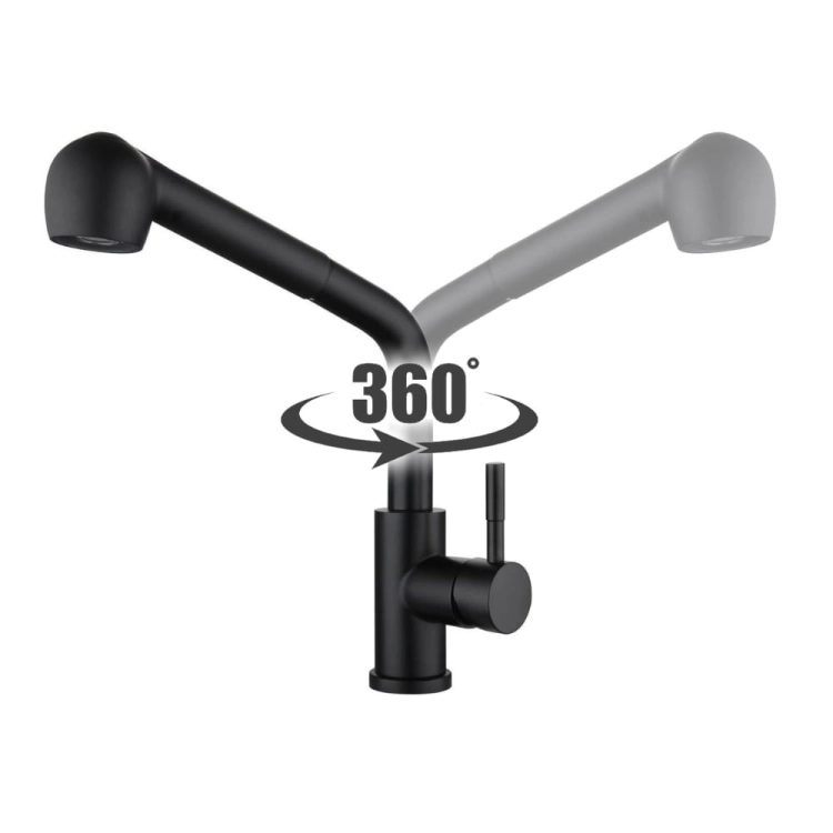 Bateria kuchenna zlewozmywakowa wyciągana wylewka perlator 360 czarna 35 cm – zdjęcie 10