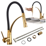 Bateria kuchenna wyciągana wylewka stojąca czarna złota elastyczna ruchoma
