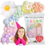 Girlanda balonowa stokrotki pastelowa balony na urodziny kwiaty XXL 139 szt