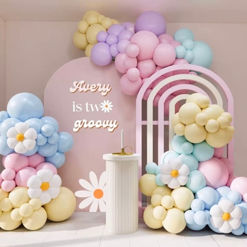 Girlanda balonowa stokrotki pastelowa balony na urodziny kwiaty XXL 139 szt – zdjęcie 2