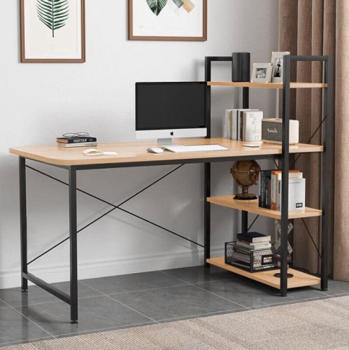 Biurko loft z półkami dąb naturalny – zdjęcie 2