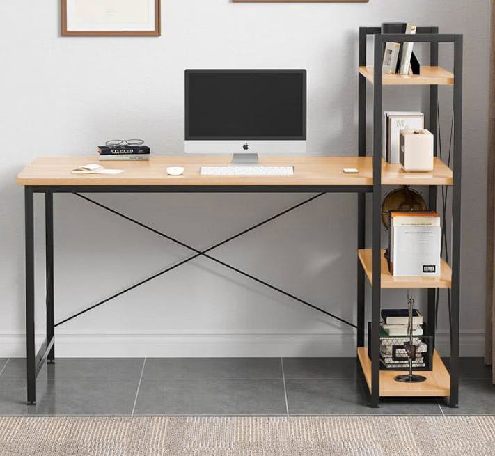 Biurko loft z półkami dąb naturalny – zdjęcie 3