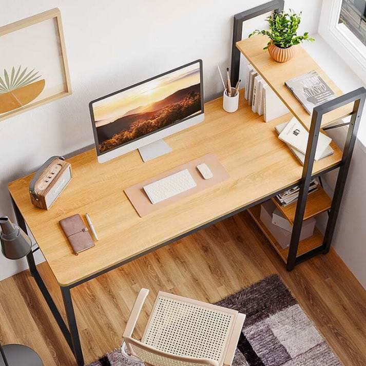 Biurko loft z półkami dąb naturalny – zdjęcie 5