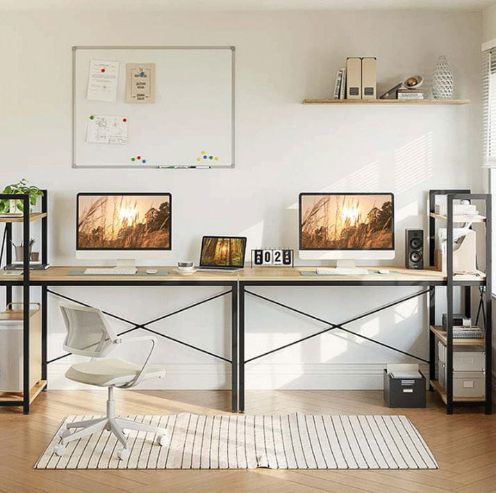 Biurko loft z półkami dąb naturalny – zdjęcie 13