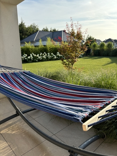 Hamak bawełniany z poprzeczką 220x160 cm – zdjęcie 2