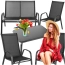 Meble ogrodowe czarne zestaw stół + sofa + 2 krzesła | GoGarden