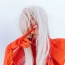 Peruka długa biała 100 cm cosplay anime manga włosy proste grzywka czepek – zdjęcie 2
