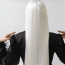 Peruka długa biała 100 cm cosplay anime manga włosy proste grzywka czepek – zdjęcie 10