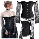 GORSET CZARNY GOTYCKI RĘKAWAMI WYSZCZUPLAJĄCY