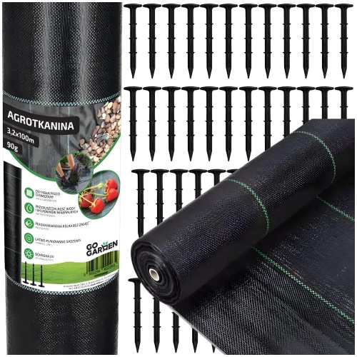 Agrotkanina przeciwko chwastom ściółkująca 3,2*100m 90g + szpilki | GoGarden