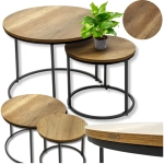 Stoliki okrągłe kawowe loftowe zestaw - 60x60 40x40 cm