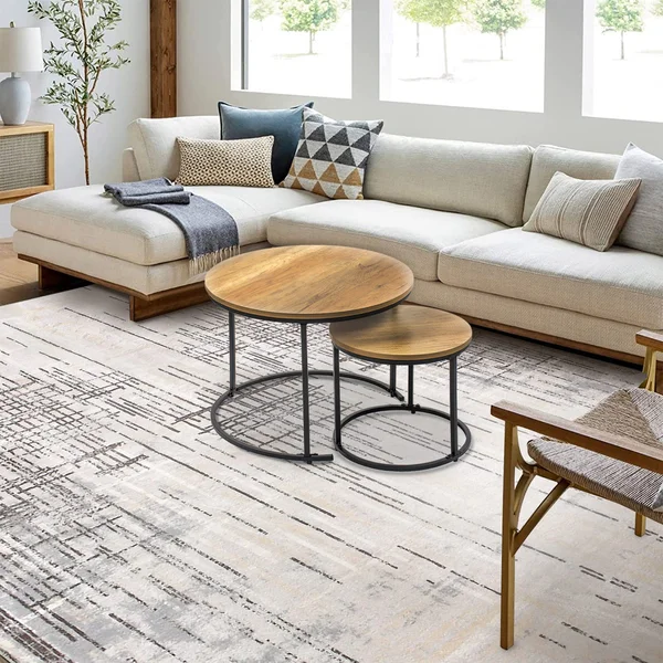 Stoliki okrągłe kawowe loftowe zestaw - 60x60 40x40 cm – zdjęcie 3