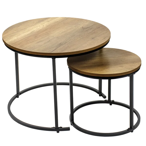 Stoliki okrągłe kawowe loftowe zestaw - 60x60 40x40 cm – zdjęcie 4