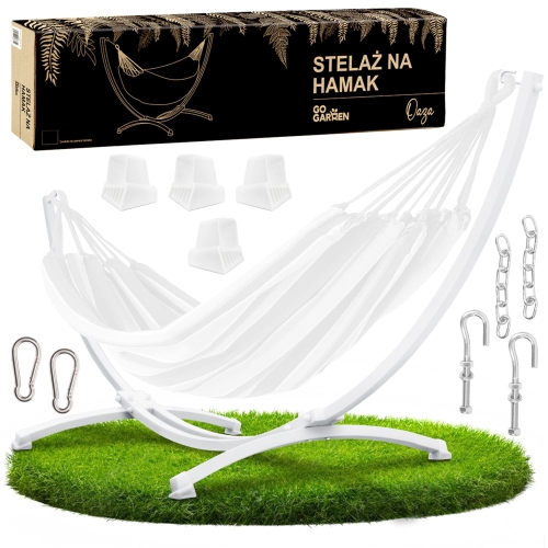 Stelaż na hamak dwuosobowy metalowy biały | GoGarden