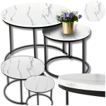 Stoliki okrągłe kawowe loftowe zestaw - biały czarny