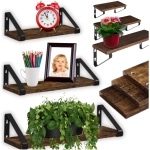 Zestaw półek ściennych wiszących styl industrialny - 3 sztuki