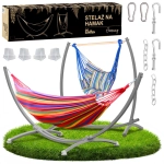 Stelaż na hamak szary 2w1 + hamak + krzesło brazylijskie