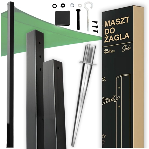 Maszt stalowy na żagiel ogrodowy 240cm + kotwa wbijana | GoGarden
