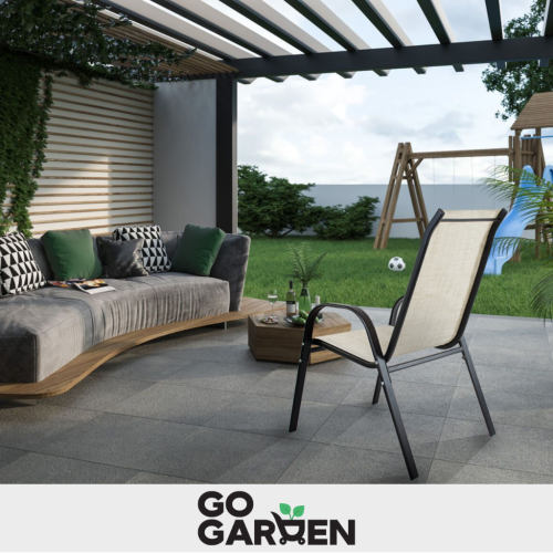 Krzesło ogrodowe metalowe beżowe 6 sztuk | GoGarden – zdjęcie 2