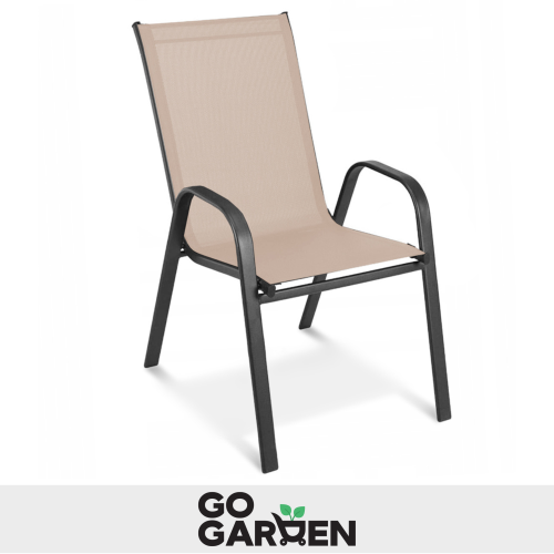 Krzesło ogrodowe metalowe taupe 6 sztuk | GoGarden – zdjęcie 2
