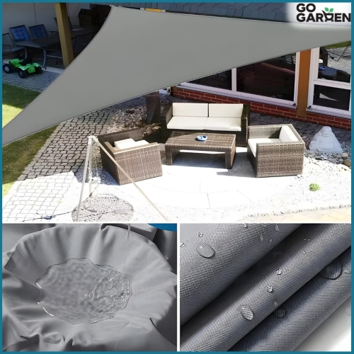 Żagiel zacieniacz osłona przeciwsłoneczny szary daszek premium ogród 5x5x7 m | GoGarden – zdjęcie 2