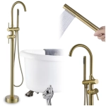 Bateria wannowa wolnostojąca szczotkowane złoto