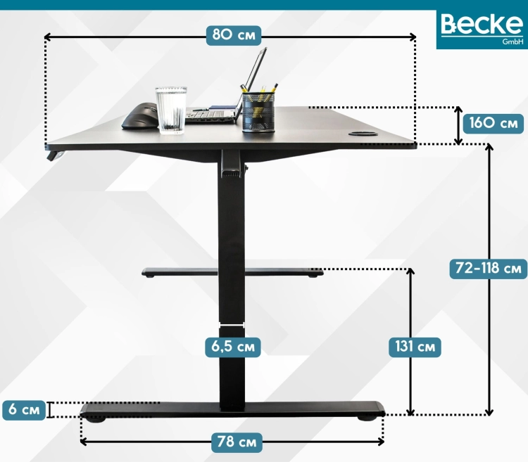 Biurko elektryczne automatyczne regulowane do pracy na stojąco 160x80 czarne – zdjęcie 14